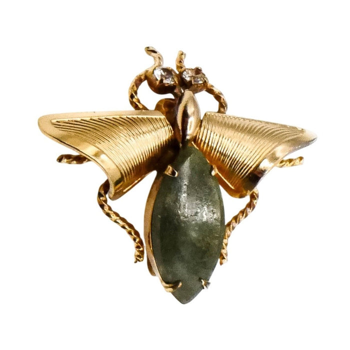 Vintage Winard Bee 12k Gold Filled Brooch Pin With Jade