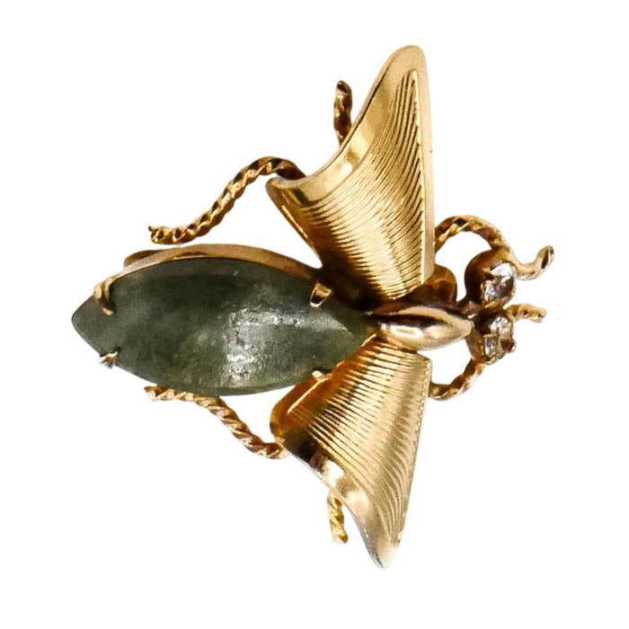 Vintage Winard Bee 12k Gold Filled Brooch Pin With Jade