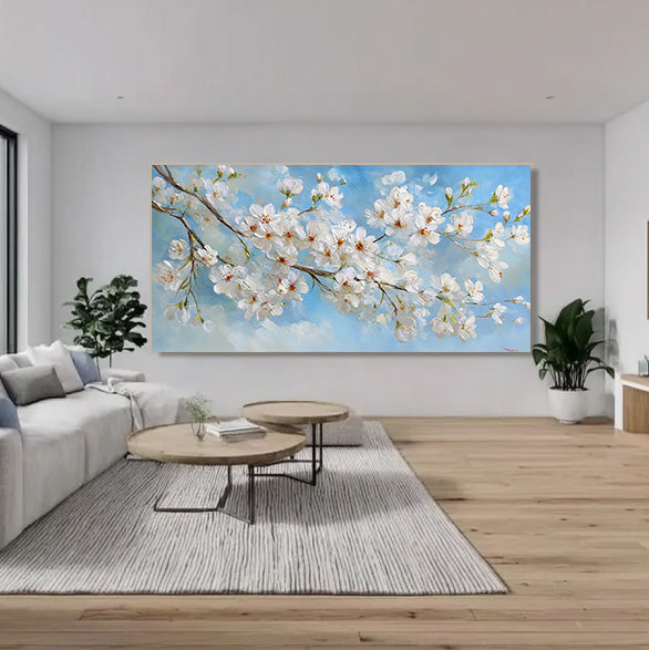 Vitality on the Branch modern branch painting with delicate floral energy