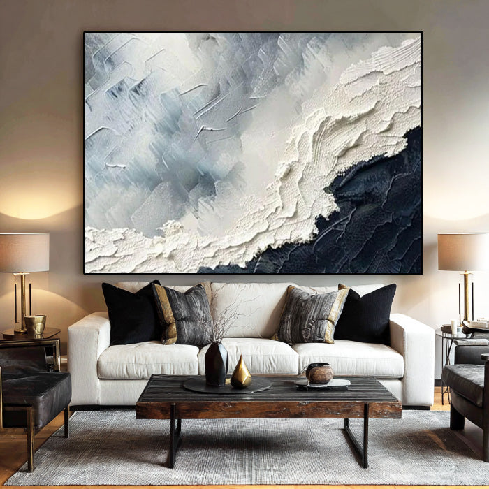 Waves Chase hand painted texture detail on canvas