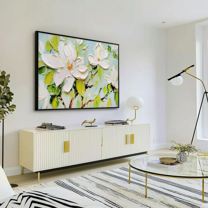 Textured Flowers Canvas Art Painting - Where Happiness Grows - Hues Art Lab