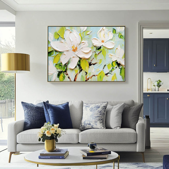 Textured Flowers Canvas Art Painting - Where Happiness Grows - Hues Art Lab