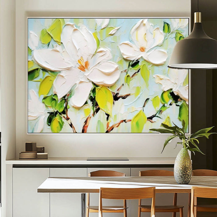 Textured Flowers Canvas Art Painting - Where Happiness Grows - Hues Art Lab