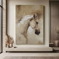 Neutral Horse Canvas Wall Art - Rustic Animal Painting for Modern Farmhouse Decor - Windswept Hide - Hues Art Lab