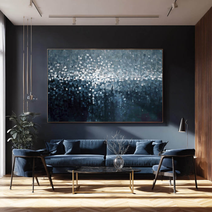 Winter Solitude framed canvas print styled in a modern living room