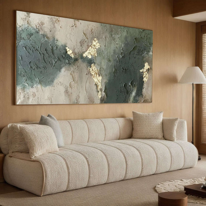 Modern Earth Tone 3D Painting for Contemporary Living Room Decor - Worn Riches - Hues Art Lab